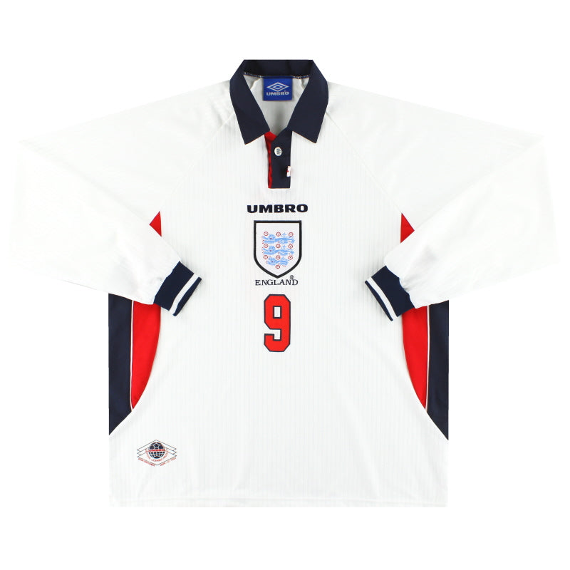 1997-99 England Umbro Home Shirt L/S #9 XXL Football Shirt