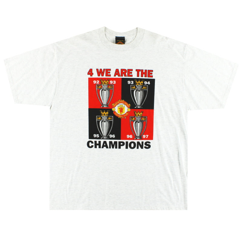 1997-99 Manchester United '4 We Are The Champions' Graphic Tee XL T-Shirt