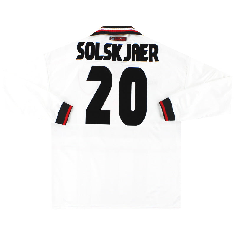 1997-99 Manchester United Umbro CL Away Shirt Solskjaer #20 L/S *Mint* XL Football Shirt