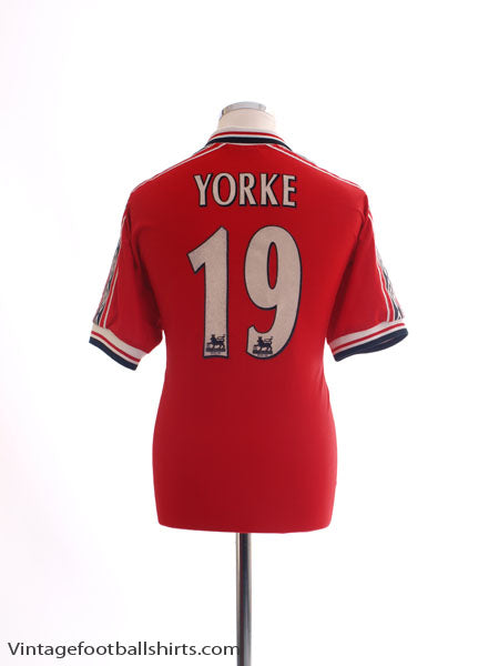 1998-00 Manchester United Home Shirt Yorke #19 L Football Shirt