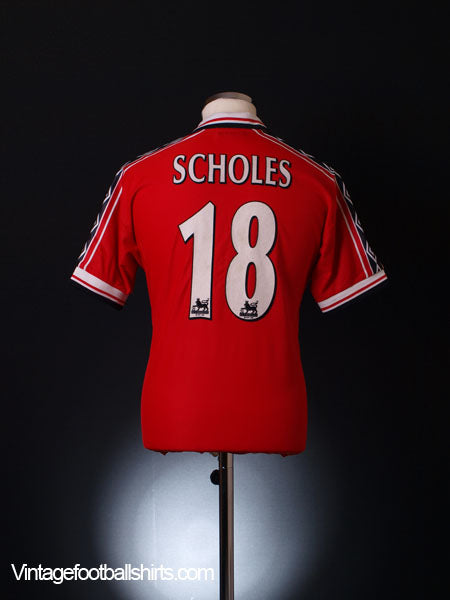 1998-00 Manchester United Home Shirt Scholes #18 Youth Football Shirt