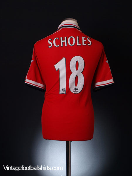 1998-00 Manchester United Home Shirt Scholes #18 XL Football Shirt