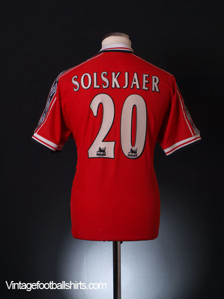 1998-00 Manchester United Home Shirt Solskjaer #20 M Football Shirt