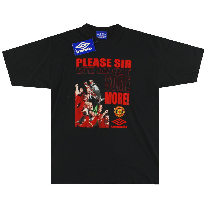 1998-00 Manchester United Umbro 'Please Sir' Graphic Tee *w/tags* L T-Shirt
