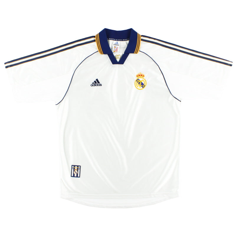 1998-00 Real Madrid adidas Home Shirt L Football Shirt