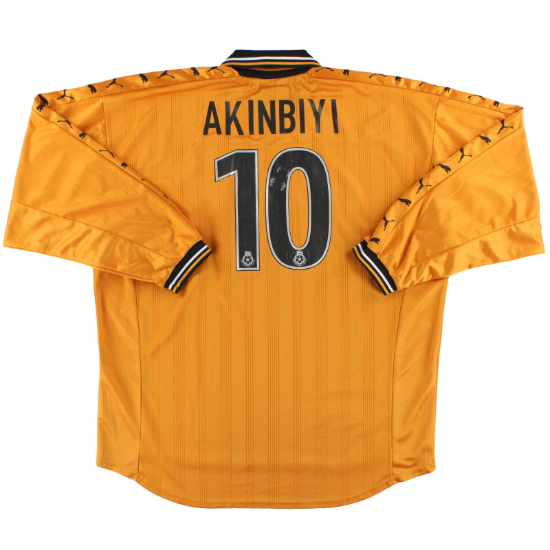 1998-00 Wolves Puma Home Shirt Akinbiyi #10 L/S XL Football Shirt