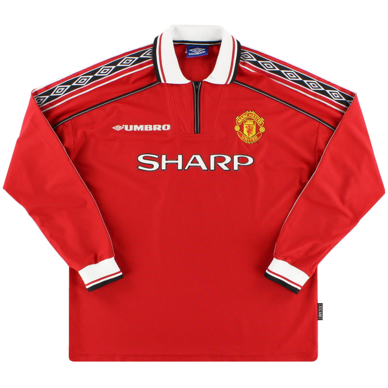 1998-99 Manchester United Umbro Home Shirt L/S XL Football Shirt