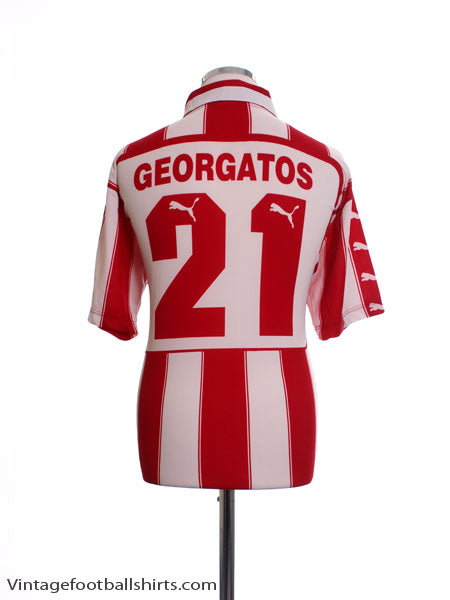 1998-99 Olympiakos Home Shirt Georgatos #21 L Football Shirt