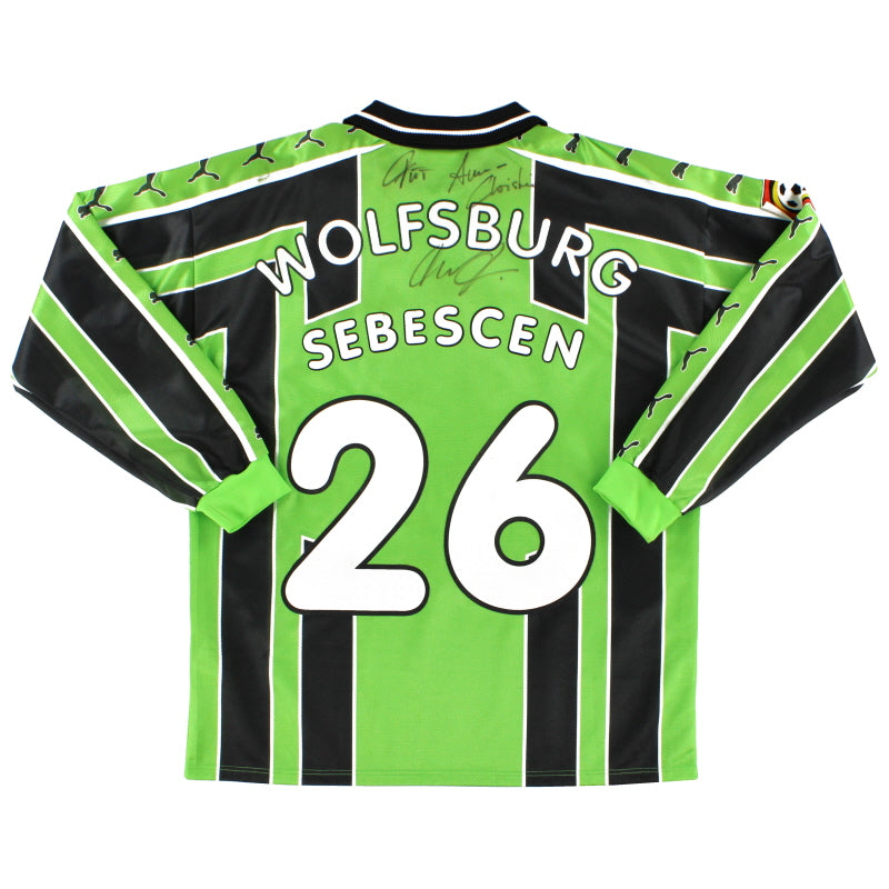 1998-99 Wolfsburg Puma Match Issue Signed Shirt Sebescen #26 Football Shirt