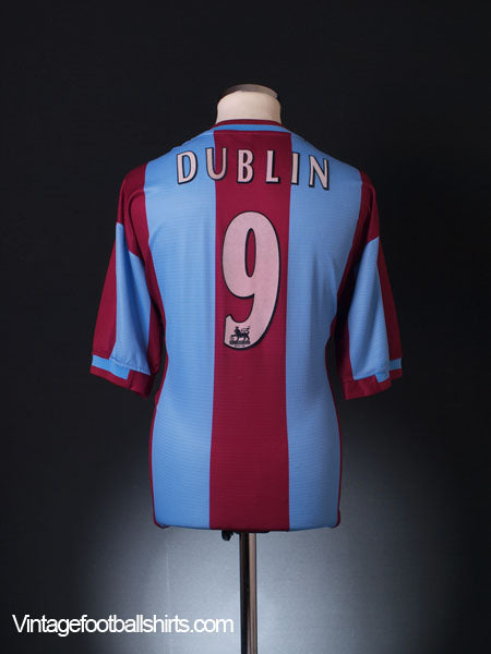 1999-00 Aston Villa Home Shirt Dublin #9 L Football Shirt