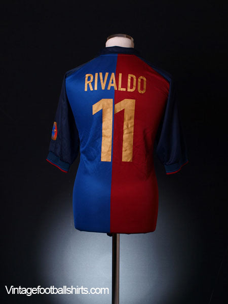 1999-00 Barcelona Centenary Home Shirt Rivaldo #11 L Football Shirt