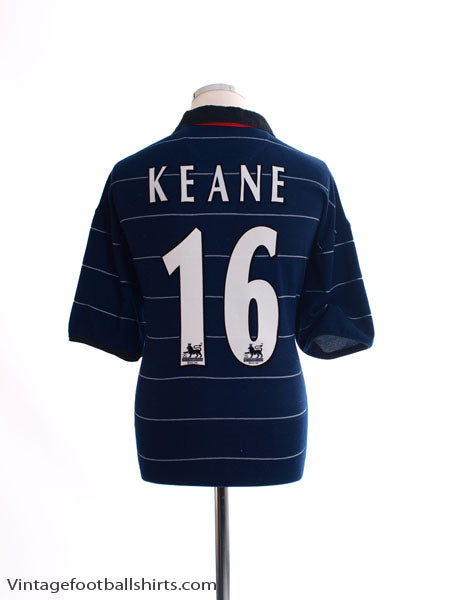 1999-00 Manchester United Away Shirt Keane #16 L Football Shirt