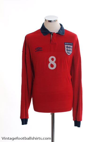 1999-01 England Player Issue Away Shirt #8 L/S XL Football Shirt