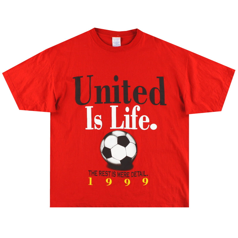1999 Manchester United 'United Is Life' Graphic Tee XL T-Shirt