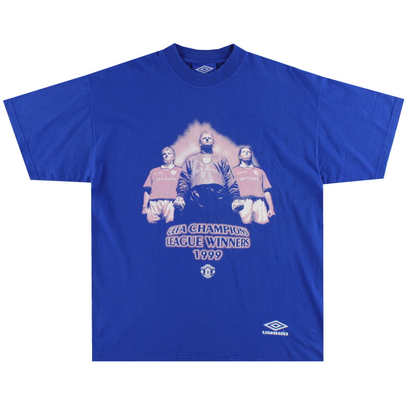 1999 Manchester United Umbro Champions League Winners Tee L T-Shirt