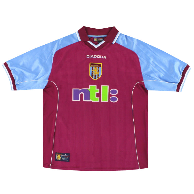 2000-01 Aston Villa Diadora Home Shirt L Football Shirt