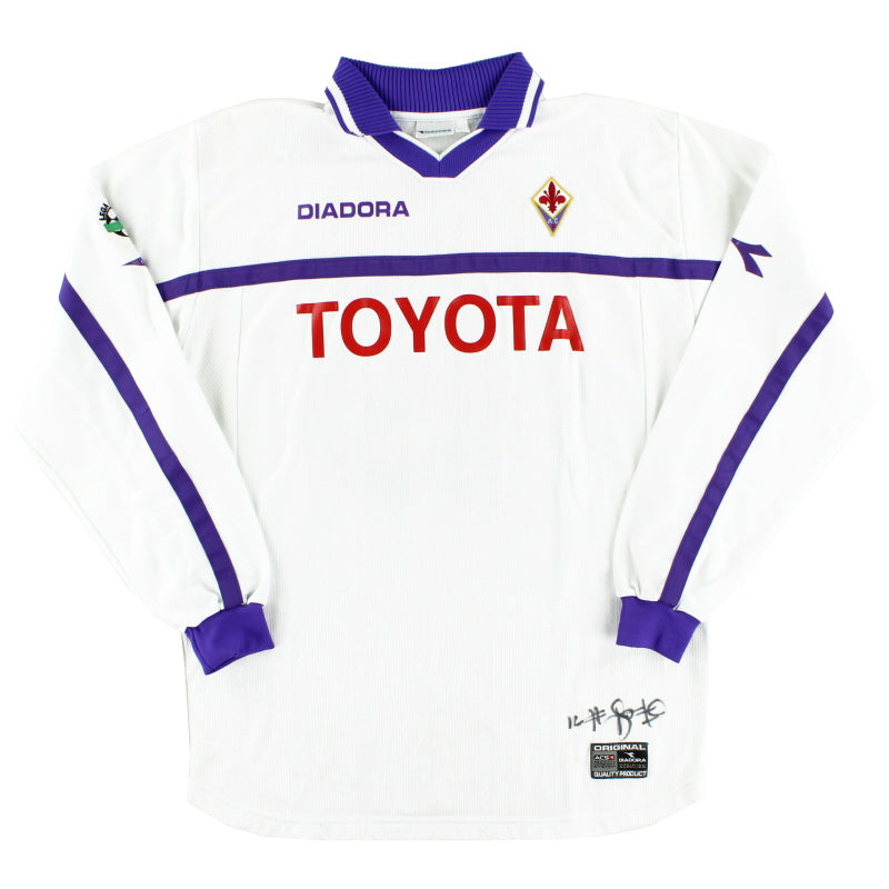 2000-01 Fiorentina Signed Match Issue Away Shirt Rossi #19 L/S XL Football Shirt