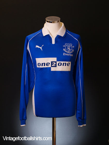 2000-02 Everton Home Shirt L/S L Football Shirt