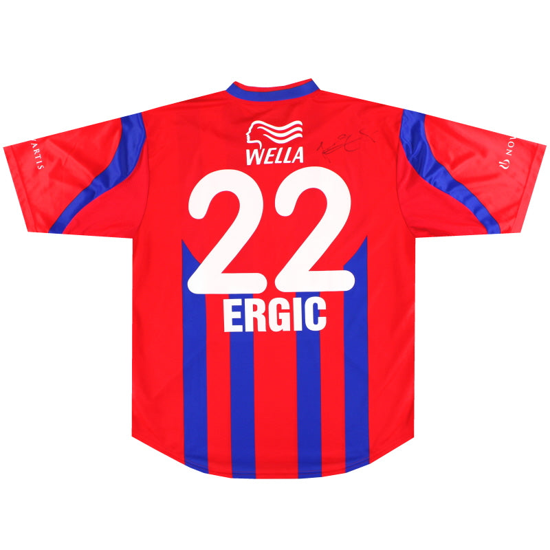 2000-02 FC Basel Nike Signed Home Shirt Ergic #22 XL Football Shirt
