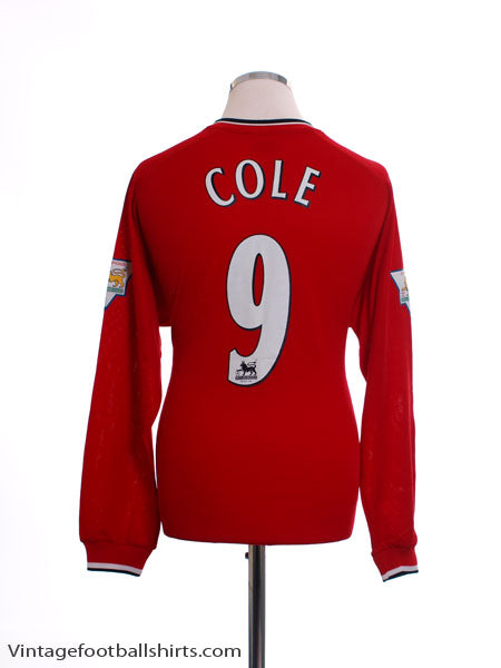 2000-02 Manchester United Home Shirt Cole #9 *Mint* L/S M Football Shirt