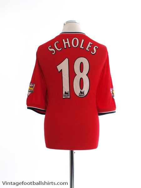 2000-02 Manchester United Home Shirt Scholes #18 XXL Football Shirt