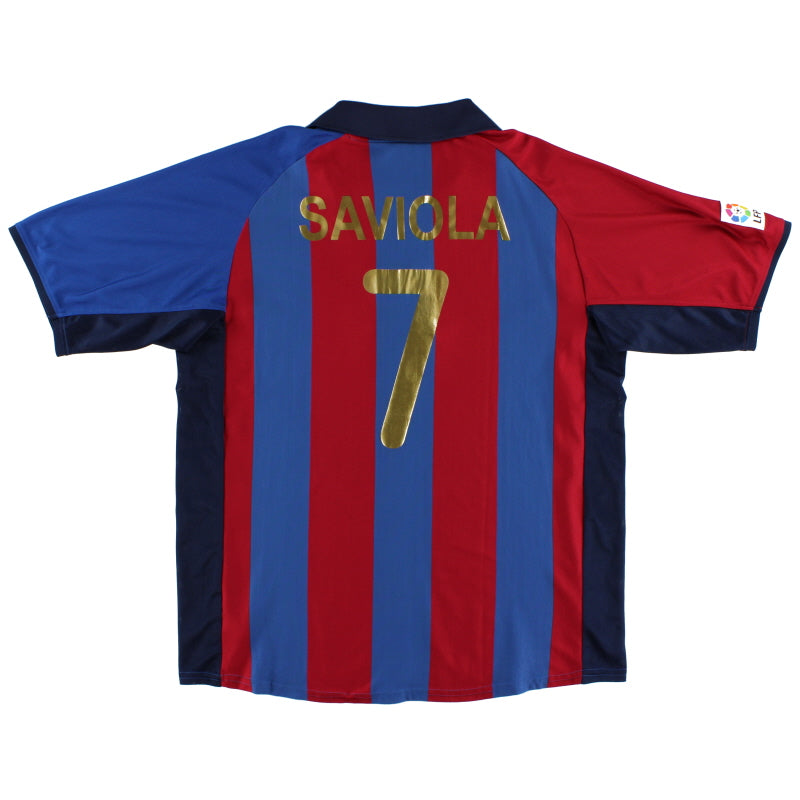 2001-02 Barcelona Home Shirt Saviola #7 XL Football Shirt