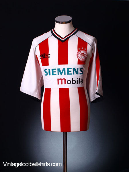 2001-02 Olympiakos Home Shirt L Football Shirt