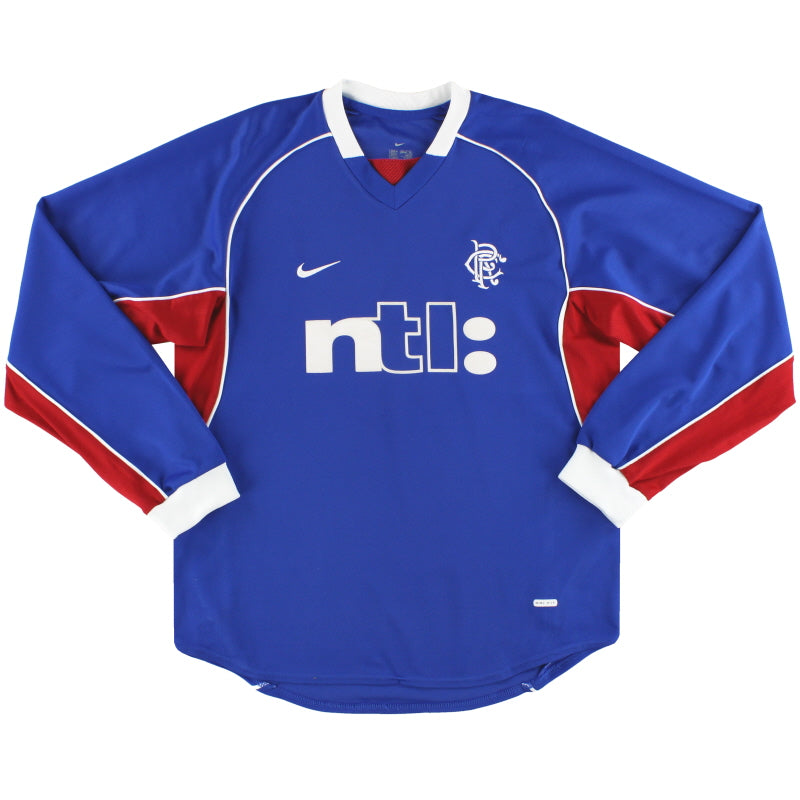 2001-02 Rangers Nike Home Shirt L/S M Football Shirt
