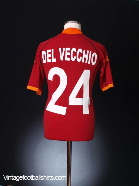 2001-02 Roma Home Shirt Del Vecchio #24 L Football Shirt