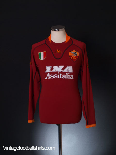 2001-02 Roma Home Shirt L/S XL Football Shirt