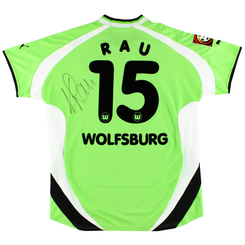 2001-02 Wolfsburg Puma Match Issue Signed Home Shirt Rau #15 XXL Football Shirt