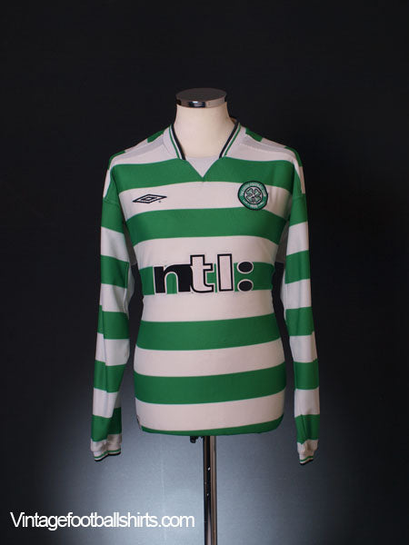 2001-03 Celtic Home Shirt L/S L Football Shirt