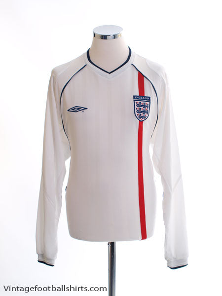 2001-03 England Home Shirt L/S M Football Shirt