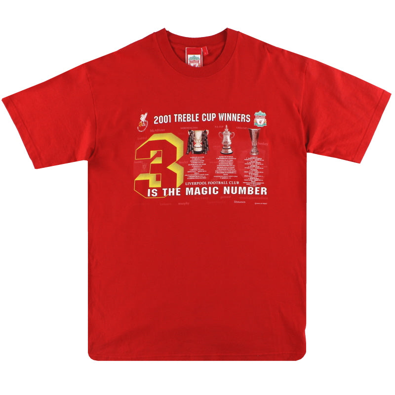 2001 Liverpool 'Treble Cup Winners' Tee L T-Shirt