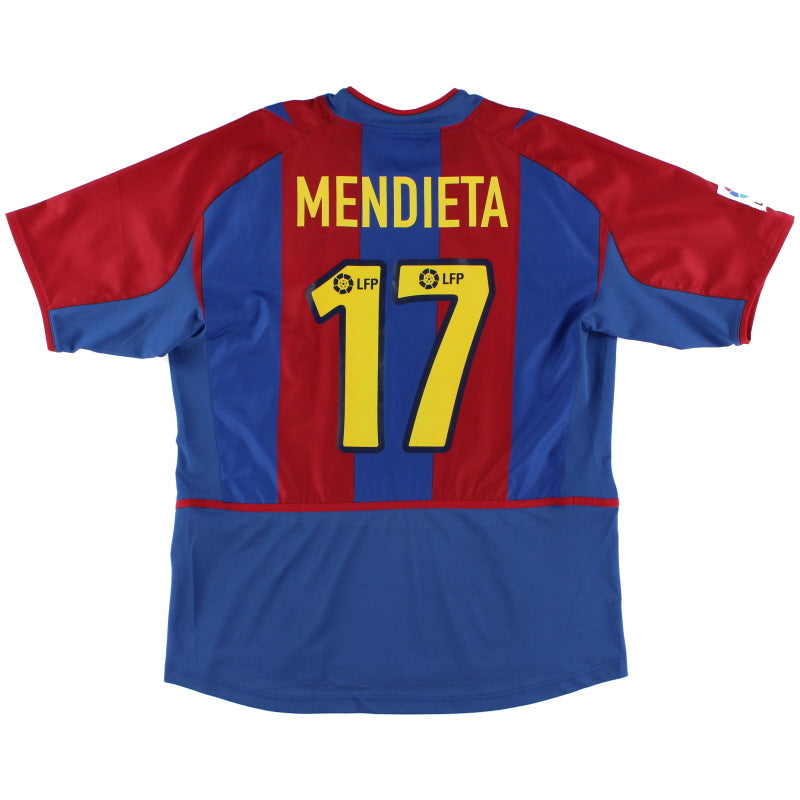 2002-03 Barcelona Home Shirt Mendieta #17 L Football Shirt