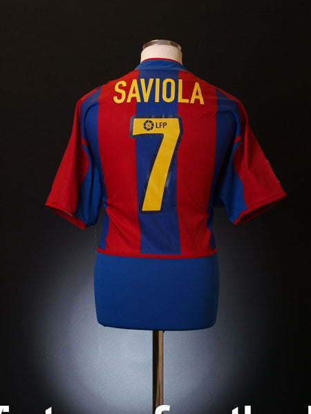 2002-03 Barcelona Home Shirt Saviola #7 L Football Shirt