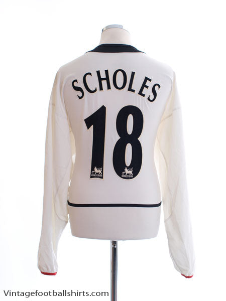 2002-03 Manchester United Away Shirt Scholes #18 L/S XL Football Shirt
