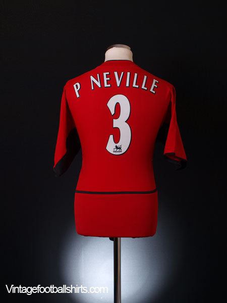 2002-04 Manchester United Home Shirt P.Neville #3 L Football Shirt