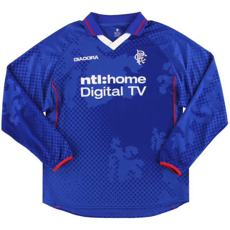 2002-03 Rangers Diadora Home Shirt L/S *Mint* L Football Shirt