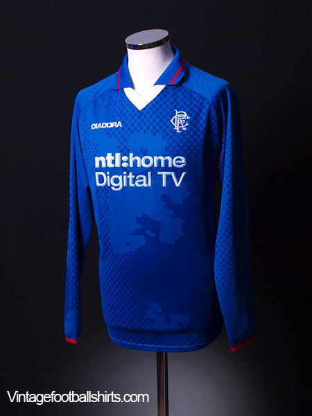 2002-03 Rangers Home Shirt *Mint* *LS* L Football Shirt