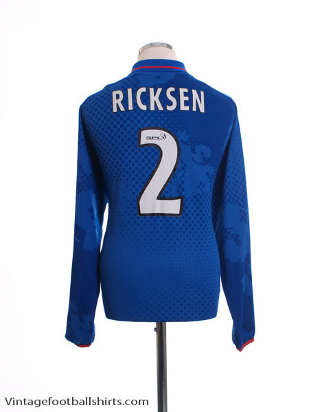 2002-03 Rangers Home Shirt Ricksen #2 L/S XL Football Shirt