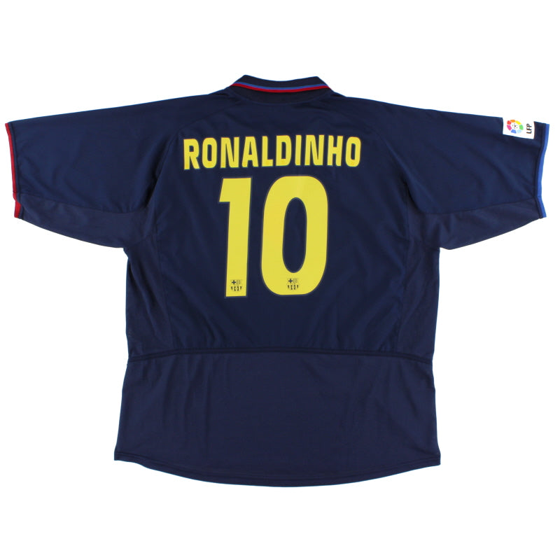 2002-04 Barcelona Away Shirt Ronaldinho #10 XXL Football Shirt
