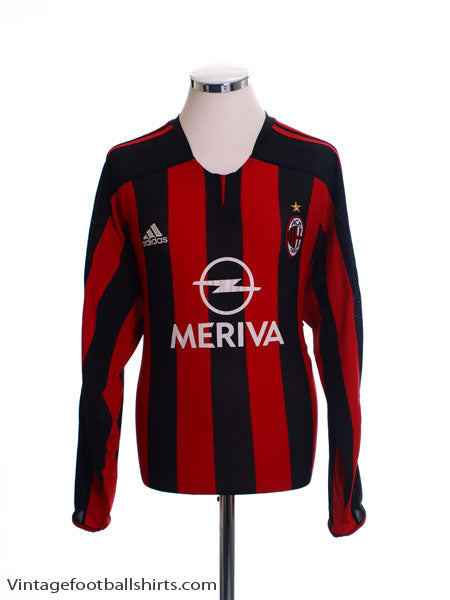 2003-04 AC Milan Champions League Home Shirt L/S L Football Shirt