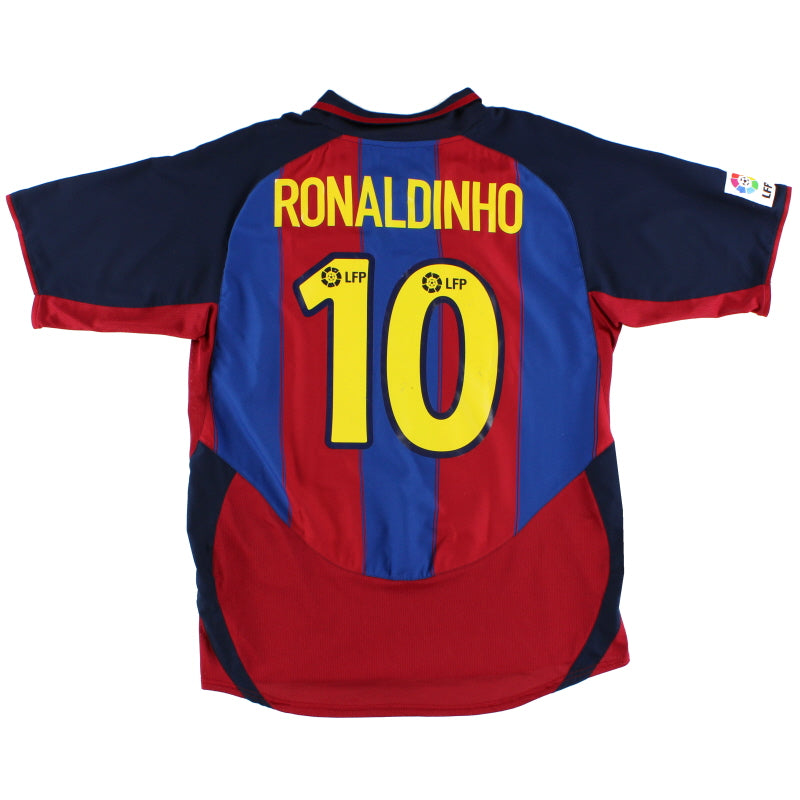 2003-04 Barcelona Home Shirt Ronaldinho #10 L Football Shirt