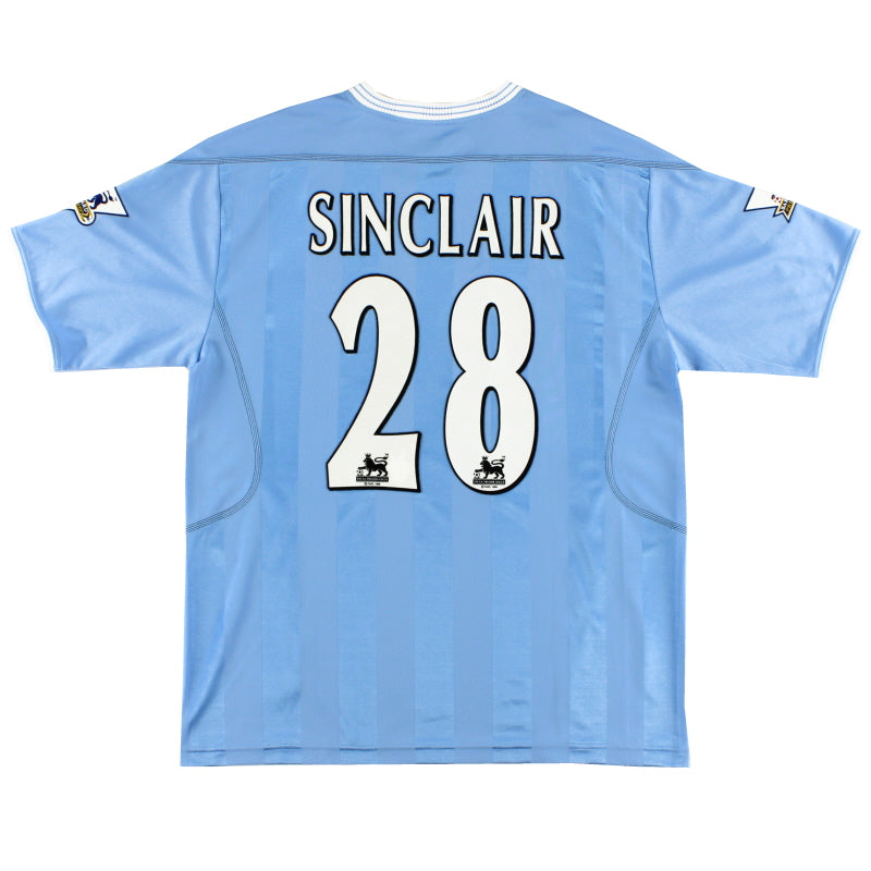 2003-04 Manchester City Home Shirt Sinclair #28 L Football Shirt