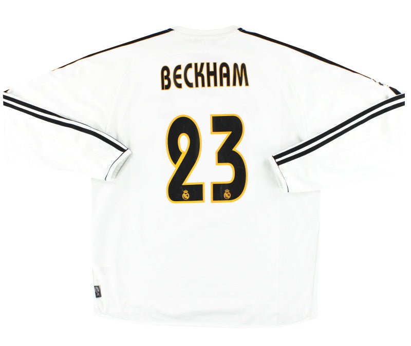 2003-04 Real Madrid adidas CL Home Shirt Beckham #23 L/S XL Football Shirt