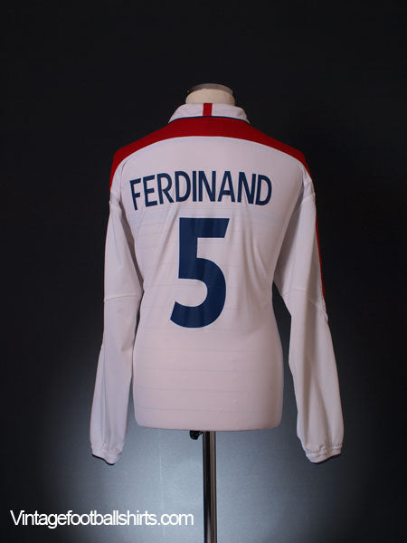 2003-05 England Home Shirt 'Portugal v England' Ferdinand #5 L/S XL Football Shirt