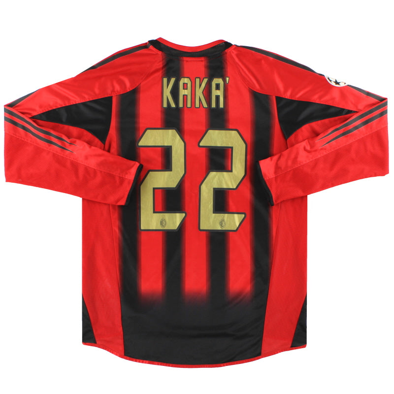 2004-05 AC Milan adidas CL Home Shirt Kaka' #22 L/S XL Football Shirt