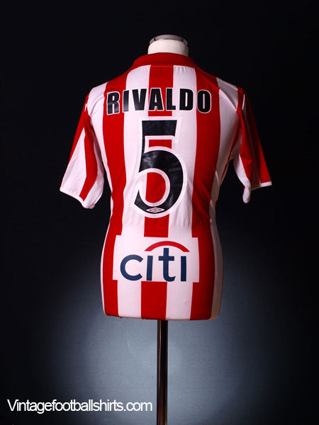 2004-05 Olympiakos Home Shirt Rivaldo #5 L Football Shirt