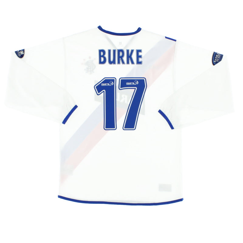 2004-05 Rangers Away Shirt Burke #17 L/S M Football Shirt